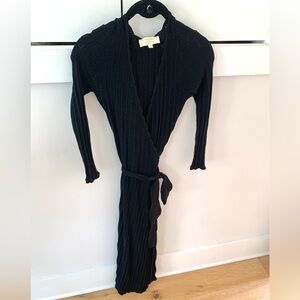 Sézane Cecilia black wrap knit dress XS